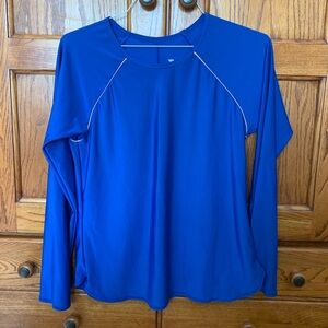 All in Motion Long Sleeve Crewneck Women’s Swim  Top Coverup Blue Size L